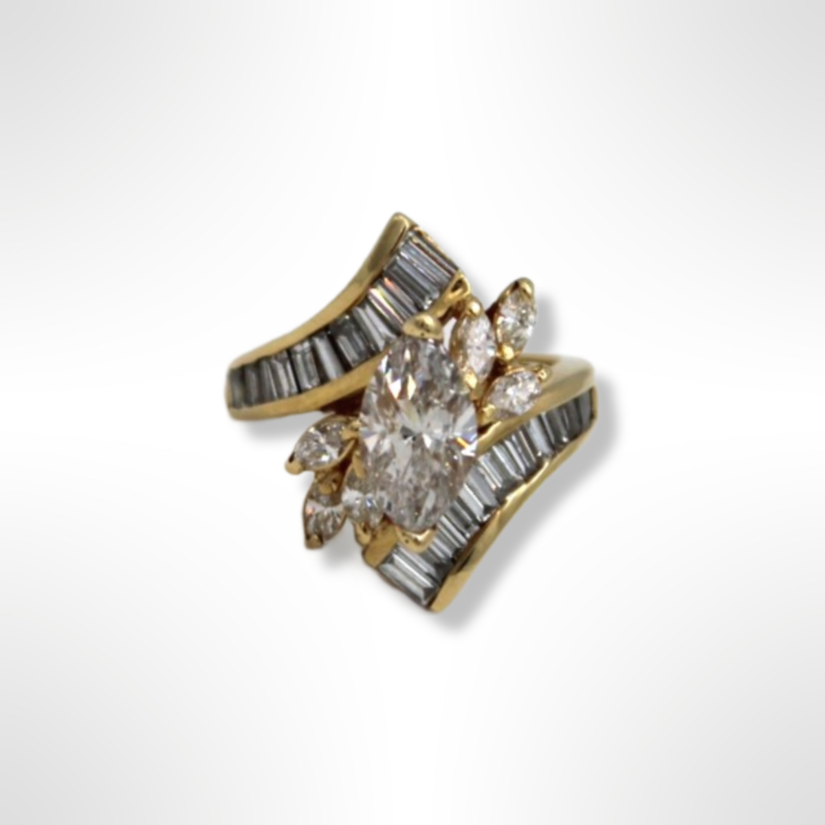 14k Gold ct t/w Marquise Diamond Engagement Ring Size