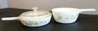 Vintage 70s Corning Ware FLORAL BOUQUET Saucepans P82B P83B with Pyrex Glass Lid