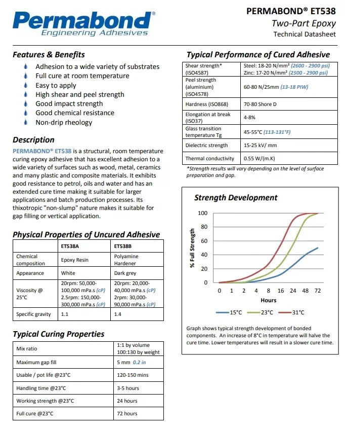 Permabond ET538 супер прочный эпоксидный алюминий, металл, керамика, дерево, пластик 50 г - Изображение 3 из 3