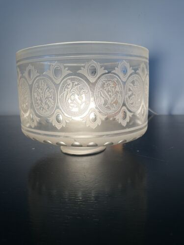 Antique Victorian Acid Etched Oil Lamp Shade Light/Lampshade - Foto 7 di 11