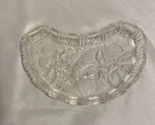 Vintage Intagilo cut Glass Crescent Salad/Vegetable/Bone Dish 7.50" x 4.5"