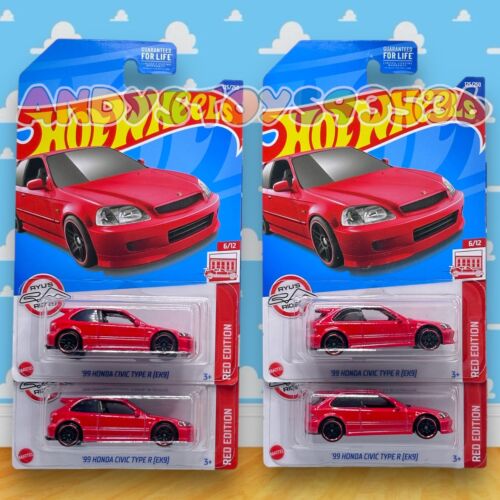 Hot Wheels '99 Honda Civic Type R (EK9) Red Edition Target Ex 2022 6/12 LOT OF 4 - Picture 1 of 6