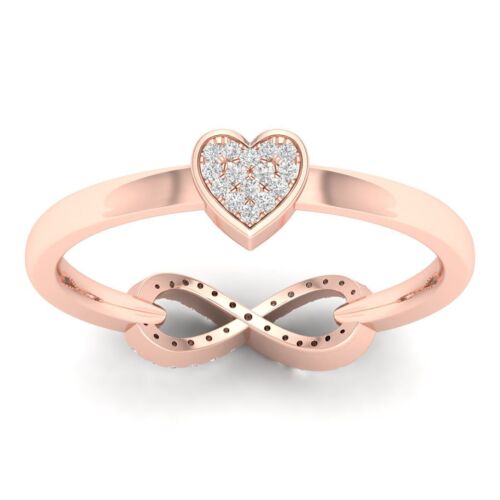 10k Rose Gold 0.1Ct Diamond Heart Engagement Ring Sz 6.5 Clarity I2 Color H-I - Picture 1 of 6