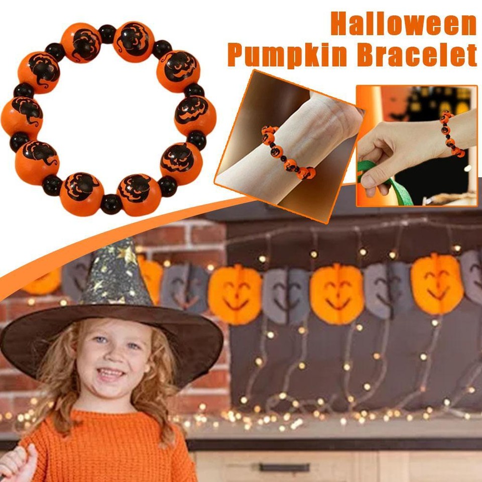 Gothic Halloween Skull Pumpkin Spider Beads Bracelet for Women Jewelry