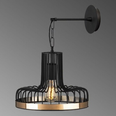 Wandleuchte Fellini schwarz und kupferfarben Metallbasis E27 max.100W 20x25cm 