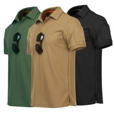 Men's Tactical Short Sleeve Polo Shirts Quick Dry Team Combat Top Shirts Plain