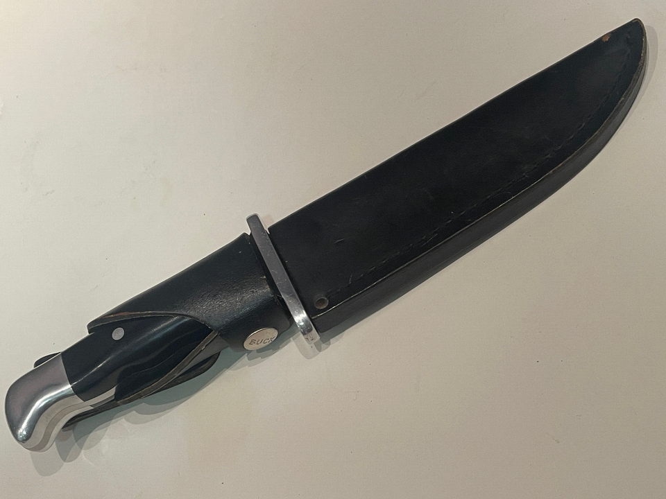 Couteau De Chasse Buck USA 124 Frontiersman - Lame Fixe Acier Inox - Avec Fourreau - Vintage Occasion