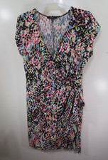 Studio Wrap Dress Size XXL Multi Colors Ties on Side Short Shoulder Sleeve