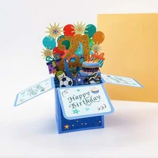 Happy 21st Birthday Surprise Box - Pop Up Birthday Greeting Card with Envelope