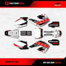 White & Red Shift Racing Graphics Kit fits Honda Cr125 Cr250 00-01 CR 125 250