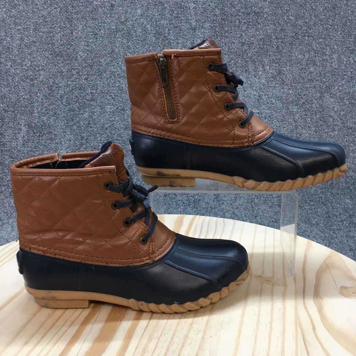 Nautica Duck Boots Womens 8 Dorsay Lace Up Ankle Top Brown  display picture 1