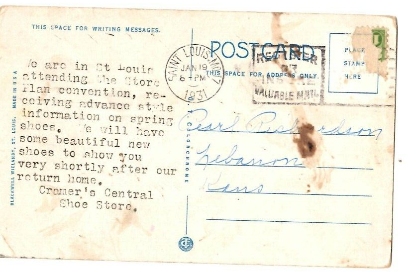 Municpal Free Bridge St Louis Missouri Postcard Cramers Central Shoe