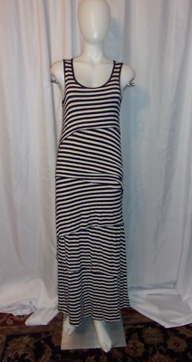 white christmas dresses Strappy Tiered Maxi Dress in Black Stripes Striped Down / S
