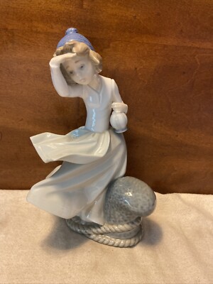 NAO By Lladro Ceramic Figurine-Windblown Girl Looking Out To Sea