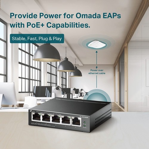 P-Link TL-SG1005P V2 or later | 5 Port Gigabit PoE Switch | 4 PoE+ Ports @65W - Picture 2 of 8