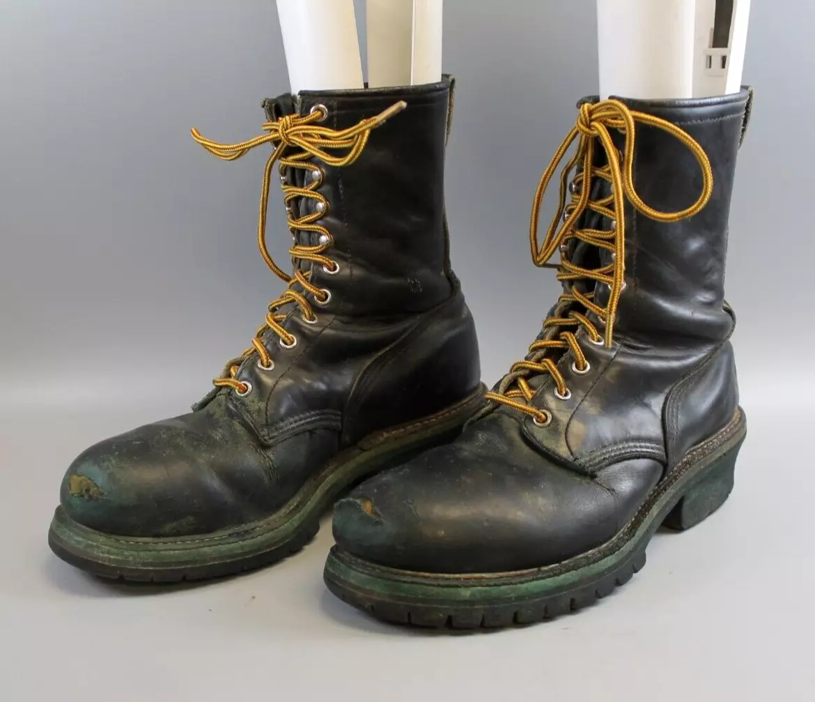 Vintage Red Wing Leather Steel Toe Work Boots ANSI Z41 PT99 MI/75 C75 SZ 10D