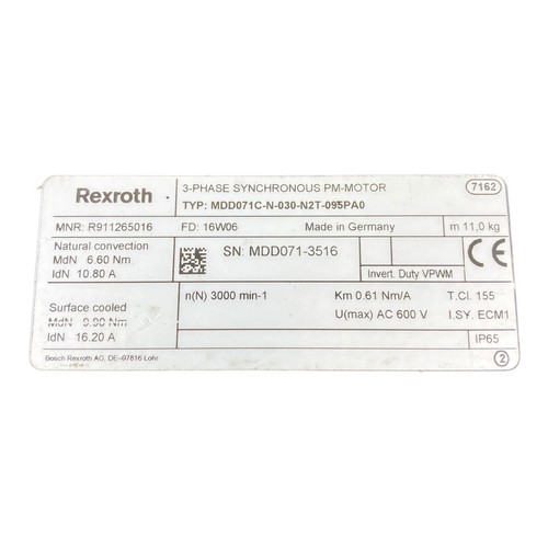 Indramat MDD071C-N-030-N2T-095PA0 Servo Motor for Industry Insert AC 600 V MDD0 - Picture 10 of 12