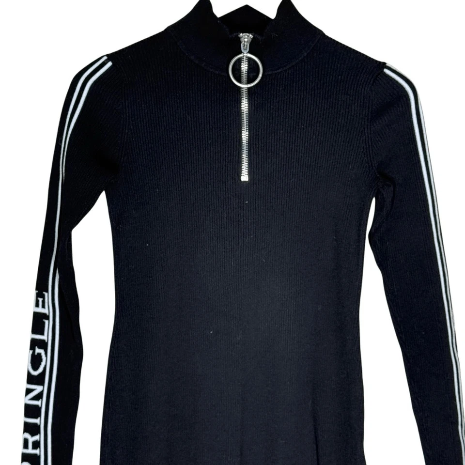 Pringle Of Scotland H&M Black Long Sleeve Shirt Dress Size S Ribbed Knit Mock - Image 3 of 4