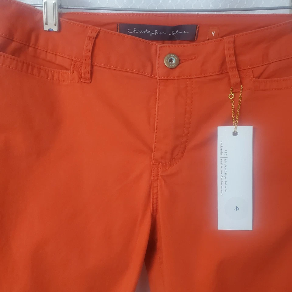 Pantalones capri Christopher azul corto algodón/spandex talla 4 ropa de resort playa tropical Foto 3 de 4