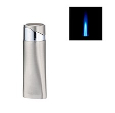 Keilform Sturm Feuerzeug anthrazit Flamme Gas Metall Turbo Wind Jet nachfüllbar