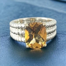 Citrine Gemstone With 925 Sterling Silver Ring For Men's #AL517