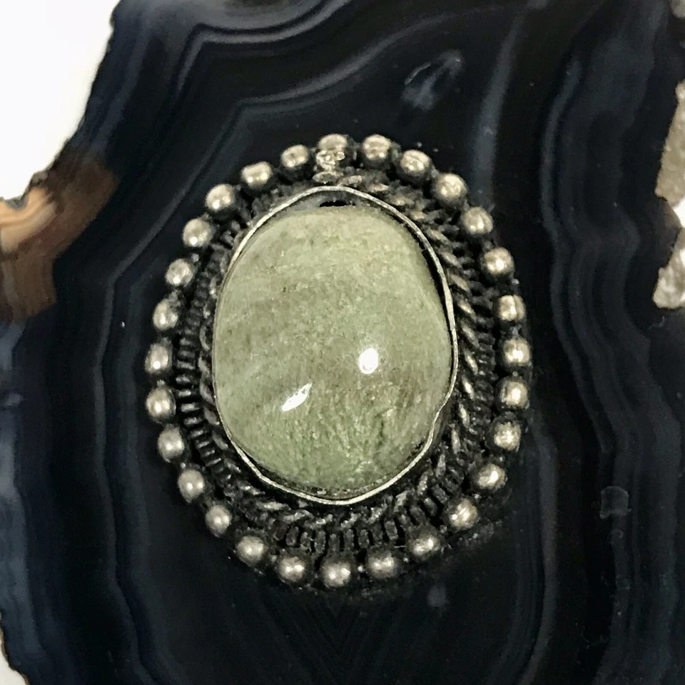 Broche de ágata broche rebanada de geoda natural azul 3,5” piedra central estilo suroeste Foto 4 de 4