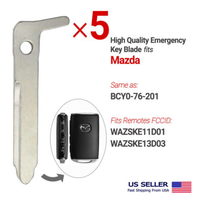 5x Emergency Insert Key for Mazda 2019+ Smart Remotes Same as BCY0-76-201 MAZ24R