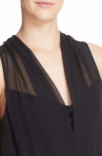 NWT Diane von Furstenberg Dara Faux Wrap Sleeveless Top Blouse Black $228 – S, M - Picture 4 of 8