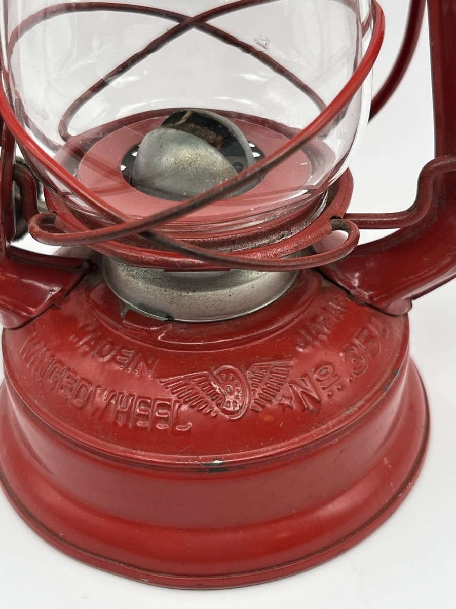 Vintage Winged Wheel Lantern Red No. 350 Made In Japan Kerosene