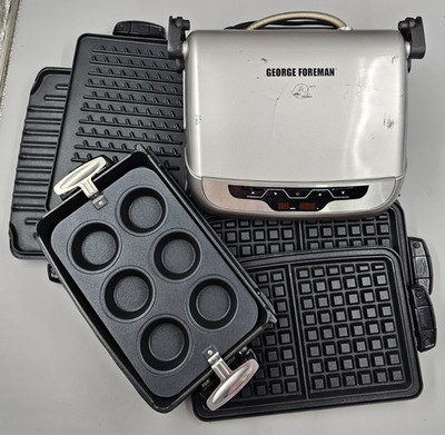 George Foreman Evolve Grill GRP6EPQ Platinum w/ Plates Waffle Grill Cupcake