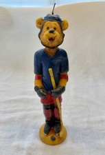 Handmade Lorelei Candle Hockey Bear in Uniform 9” Made in USA Decor Candles