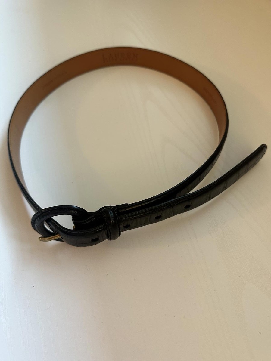 Lauren Ralph Lauren Black Croc-Embossed Leather Belt with  display picture 1
