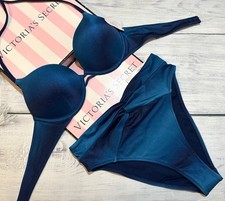 Victoria's Secret Swim Set Bombshell Add-2-Cups Push Up Brazilian Set Ombre Blue