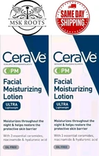 2 Pack CeraVe Facial Moisturizing Lotion PM Ultra Lightweight 3 oz USA SHIPPING