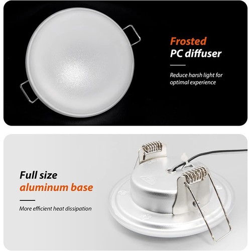 4PCS 12V 3.5" Recessed LED Lights 3500K for RV Camper Van Boat Under Cabinet - Picture 3 of 8
