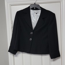Tahari Arthur S. Levine Women's Black Pinstripe 2-Button Blazer Size 10