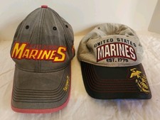 Made In USA United States Marines Strap Back Hat Lot of 2
