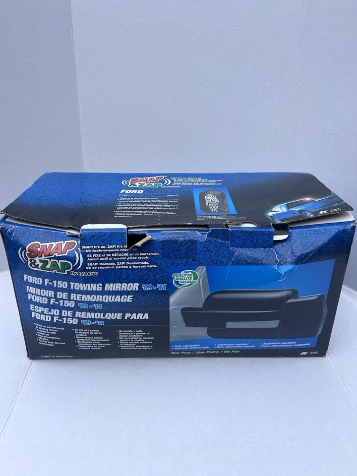 Juego de espejos retrovisores de remolque a presión K Source 81810 para Ford F-150 2009-2014 Foto 3 de 4