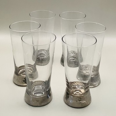 Z Gallerie Midas Highball Glasses Silver Faceted Based 6 1/2  Tall Set Of 6