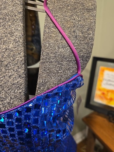 Abito vintage anni 90 LA GLO GANTOS blu paillettes taglia 7 chiusura zip - Foto 6 di 9