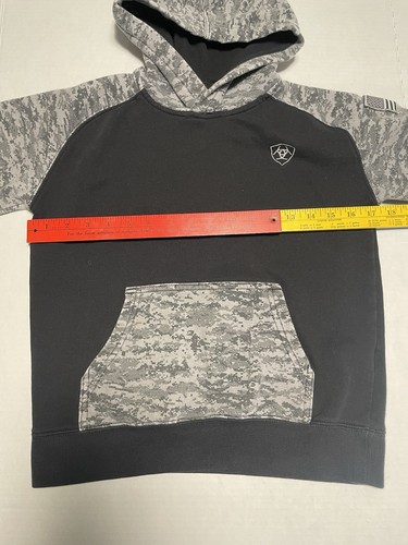 Ariat Patriot Digital Camo Hoodie Sweatshirt Boys Sz Medium Gray Black Military - Picture 6 of 10