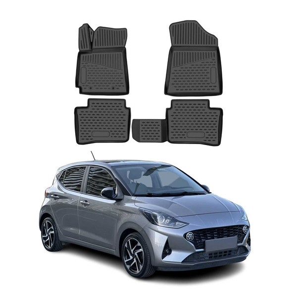 Omac Gummimatten FußMatten FüR Hyundai I10 2020-2026 Tpe Automatten Schwarz 4X-image