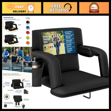 Portable Stadium Seats with Back Support Padded Bleacher Chairs, Armrests Si