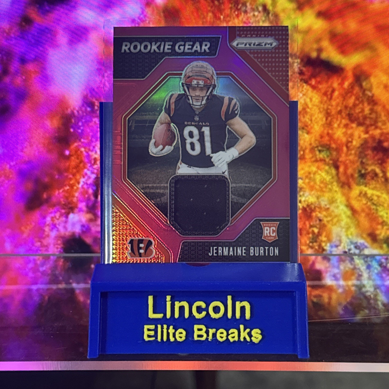 2024 Panini Prizm - Rookie Gear Jermaine Burton #RG-JBN Pink Prizm (MEM, RC)