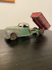 Vintage Hubley Kiddie Toy Cast Iron Dump Truck 9 Working Bed USA Original Paint