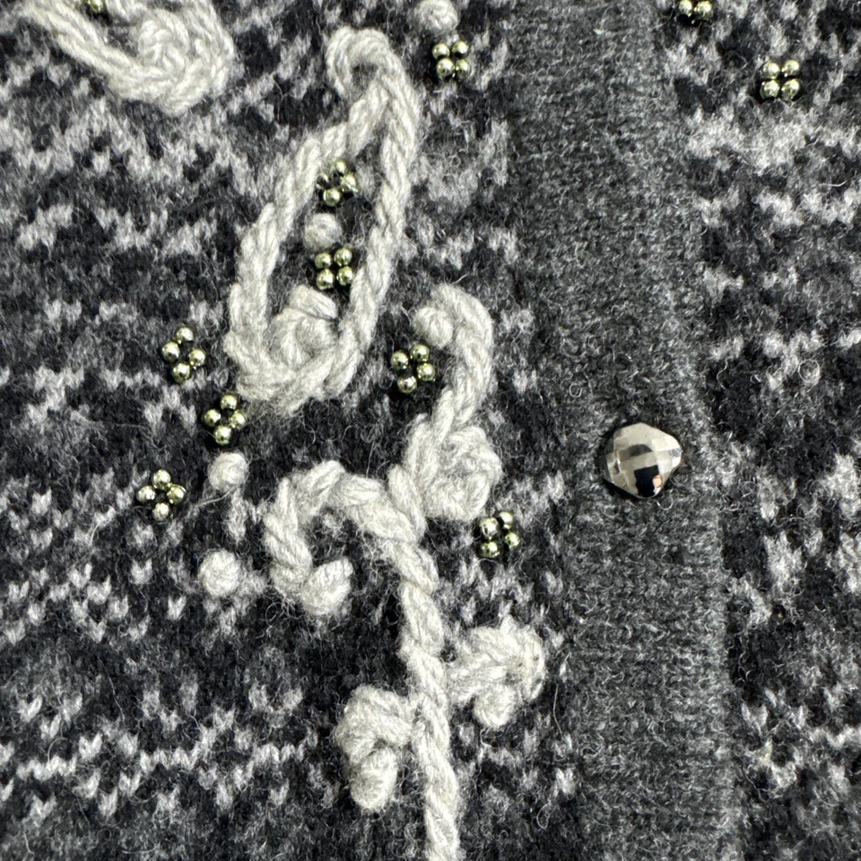 Cárdigan Suéter Eddie Bauer Mujer Corderos Lana Bordada Cachemira Talla Mediana Foto 3 de 4