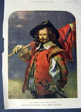 Original Old Antique Print 1856 Colour Portrait Standard Bearer Gilbert 19th