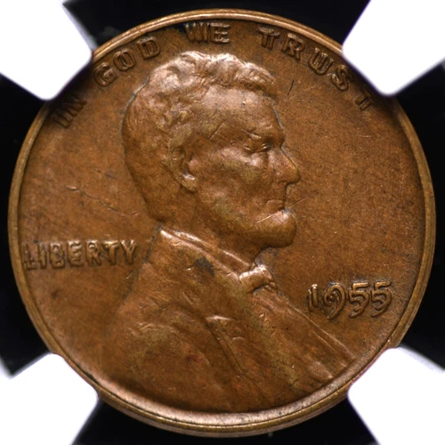 1955 DOUBLED DIE OBVERSE LINCOLN CENT NGC AU 55 BN SMOOTH AND APPEALING HIGH