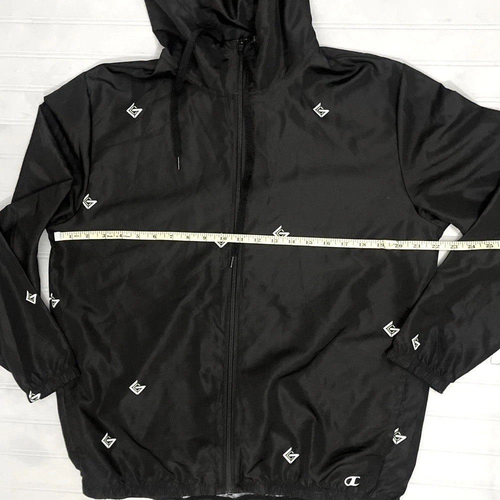 Champion UltraFuse Hooded Windbreaker Jacket Mens Medium Black GLADD Logo NWT - product detail image 8