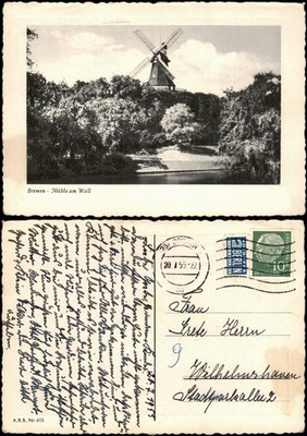 Ansichtskarte Bremen Mühle am Wall 1955